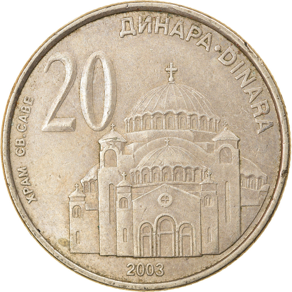 Monnaie, Serbie, 20 Dinara, 2003, TTB, Copper-Nickel-Zinc, KM:38