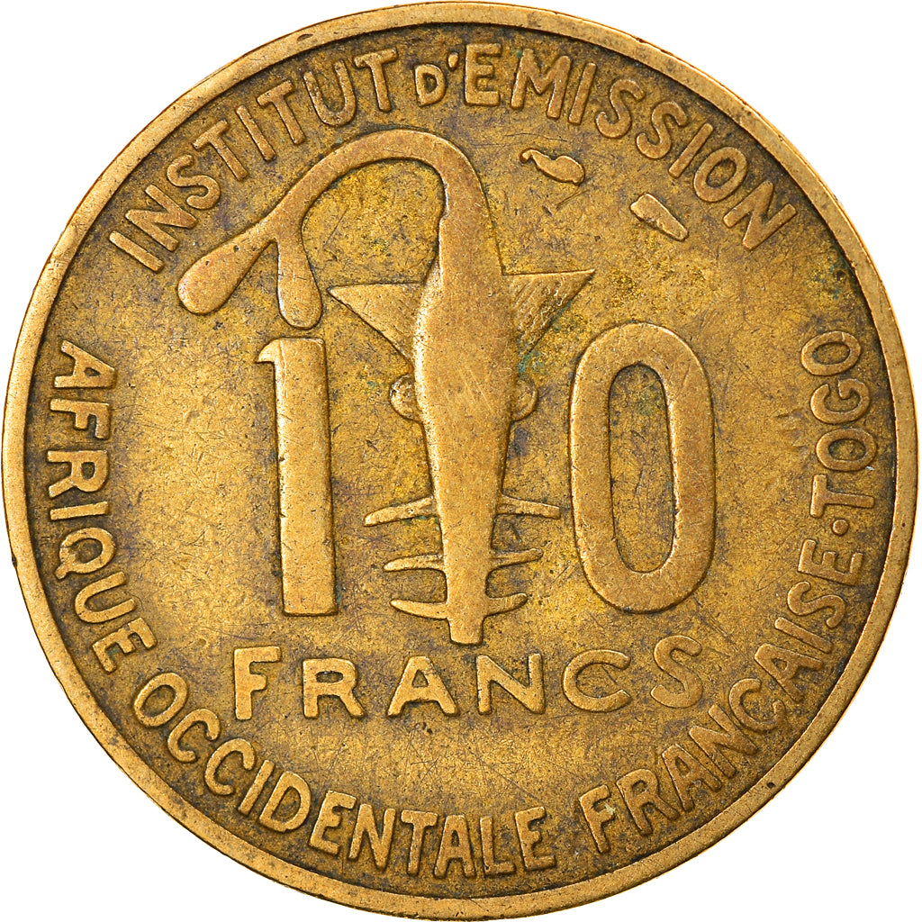 Coin, French West Africa, 10 Francs, 1957, VF(30-35), Aluminum-Bronze, KM:8