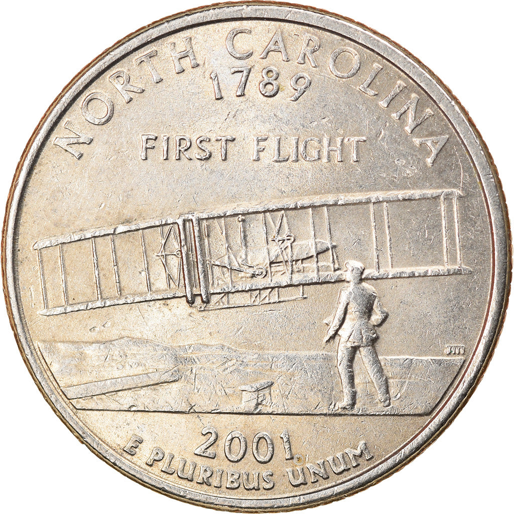 Coin, United States, North Carolina, Quarter, 2001, U.S. Mint, Philadelphia