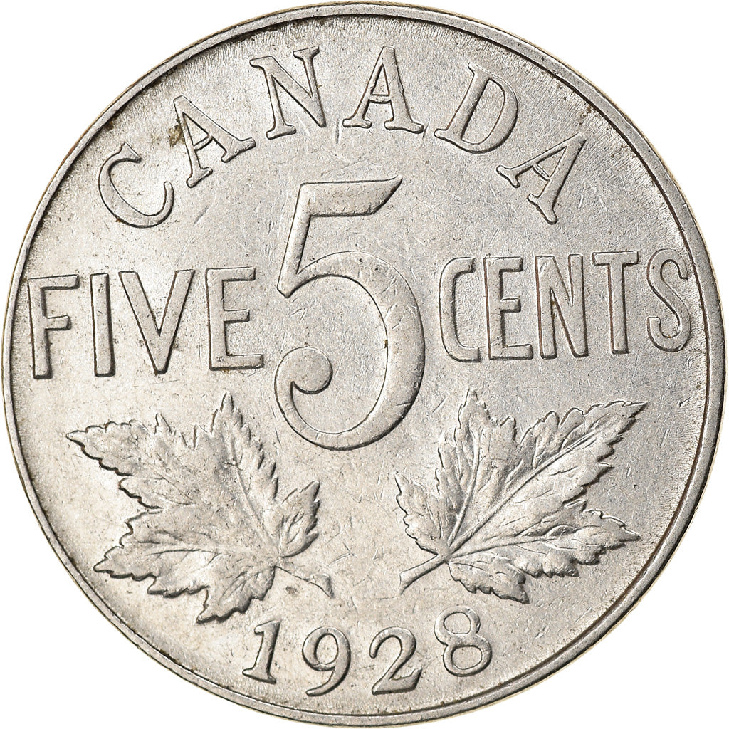 Munten, Canada, George V, 5 Cents, 1928, Royal Canadian Mint, Ottawa, ZF