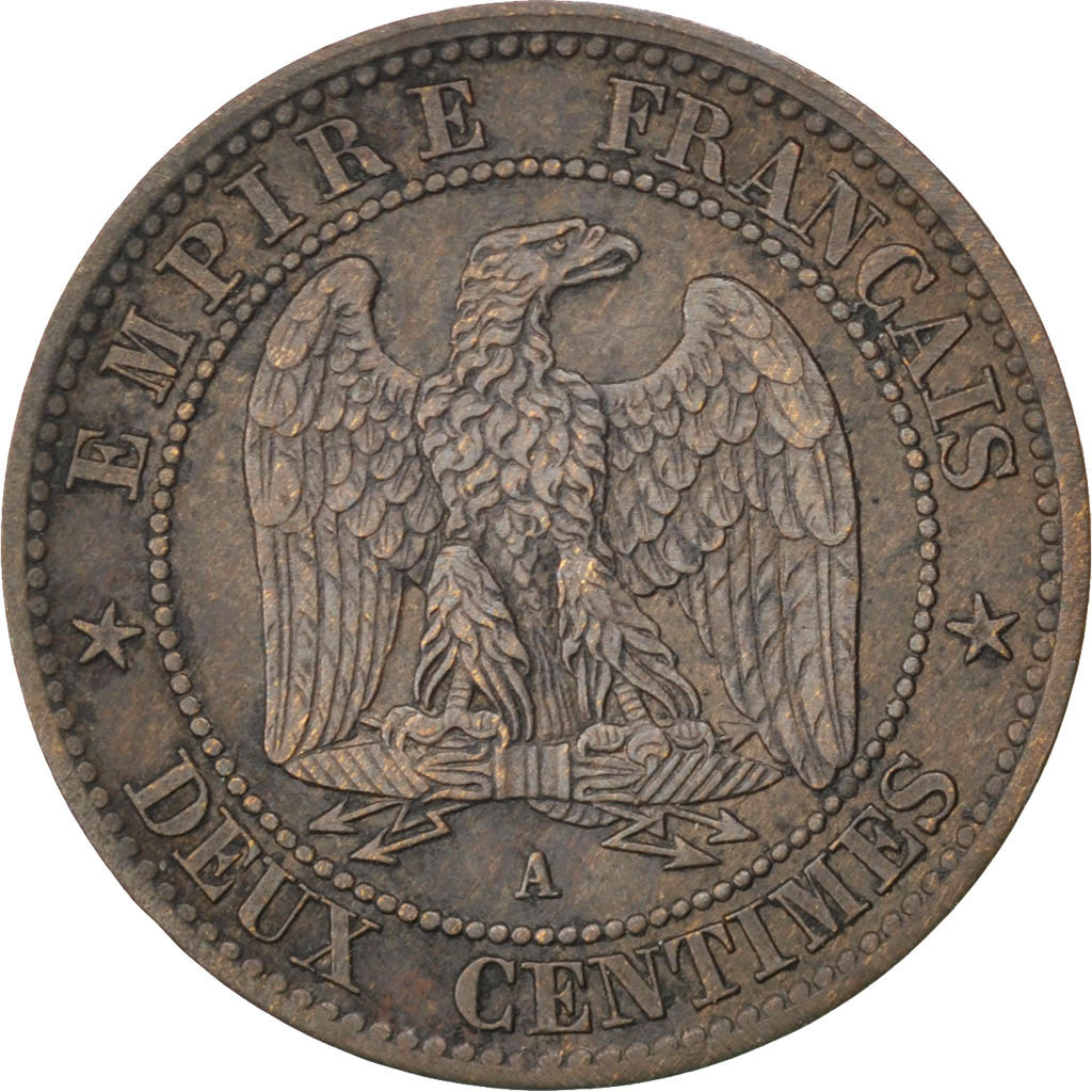 Second Empire, 2 Centimes Napoléon III tête nue 1853 A, KM 776.1