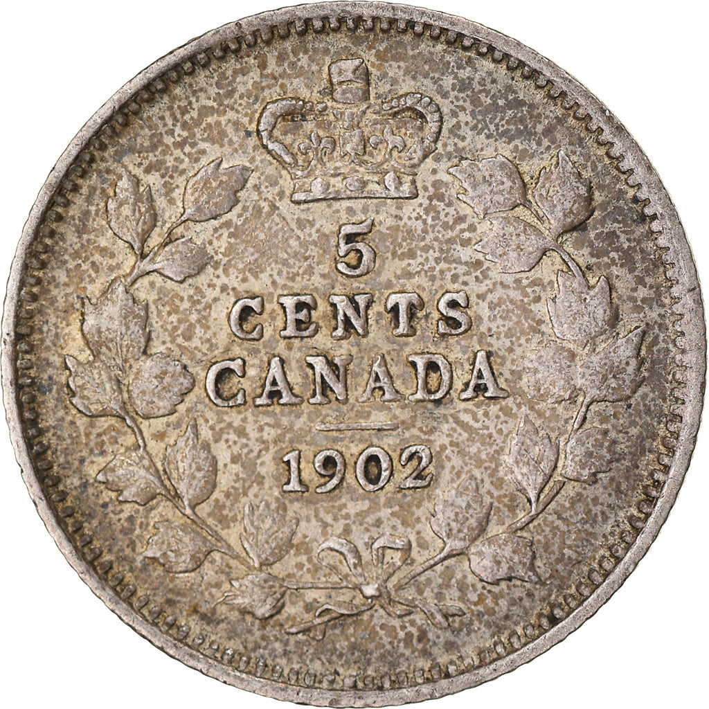 Coin, Canada, Edward VII, 5 Cents, 1902, Royal Canadian Mint, Ottawa, VF(20-25)
