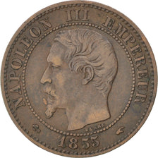 FRANCE, Napoléon III, 2 Centimes, 1855, Paris, KM #776.1, EF(40-45), Bronze, G..