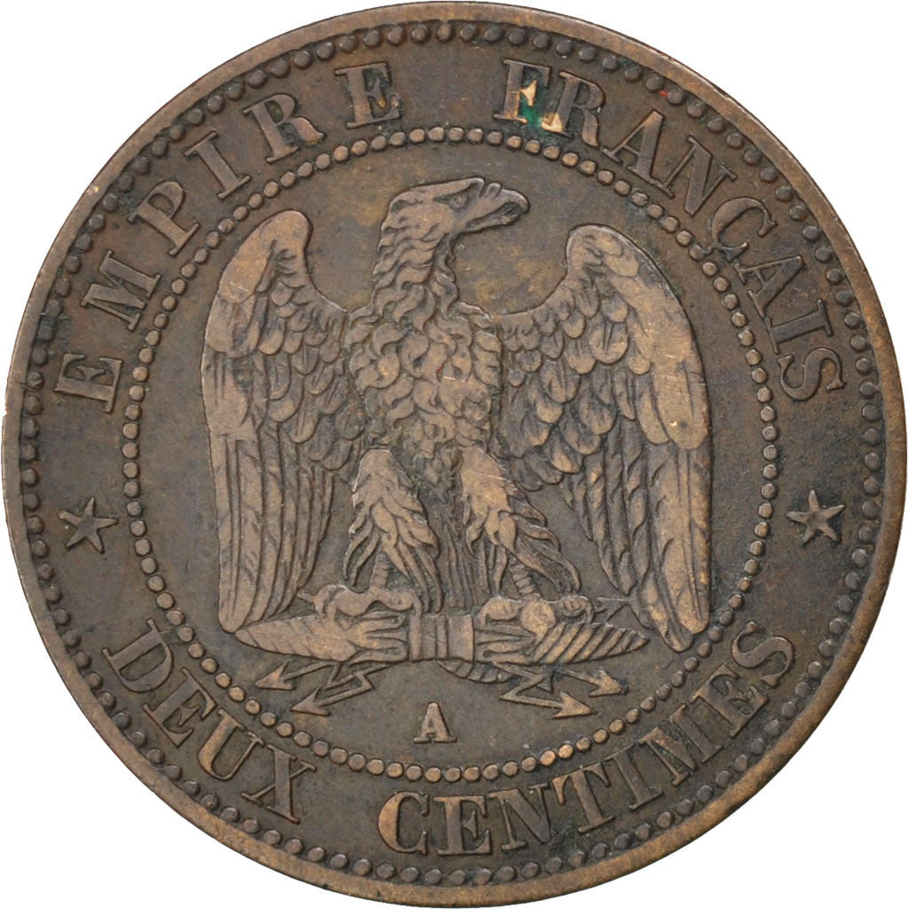 FRANCE, Napoléon III, 2 Centimes, 1855, Paris, KM #776.1, EF(40-45), Bronze, G..