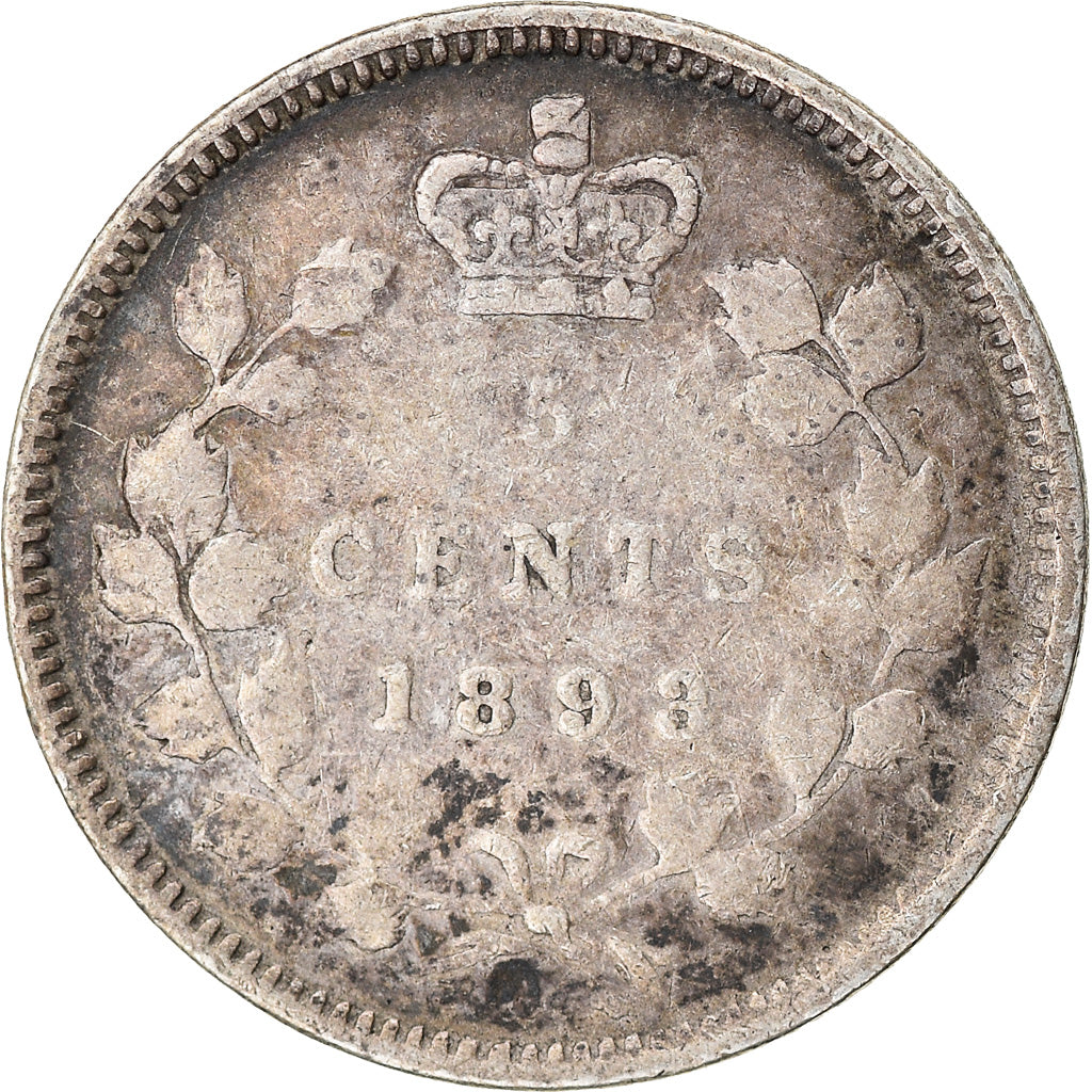 Coin, Canada, Victoria, 5 Cents, 1893, VF(20-25), Silver, KM:2