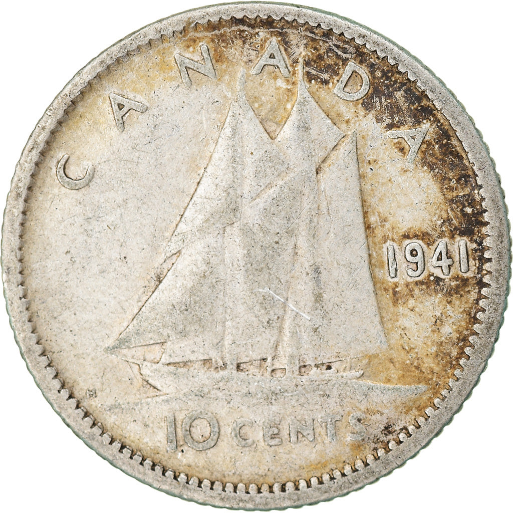 Moneta, Canada, George VI, 10 Cents, 1941, Royal Canadian Mint, Ottawa, BB