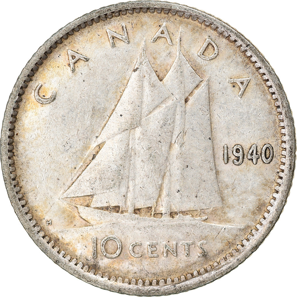 Moeda, Canadá, George VI, 10 Cents, 1940, Royal Canadian Mint, Ottawa