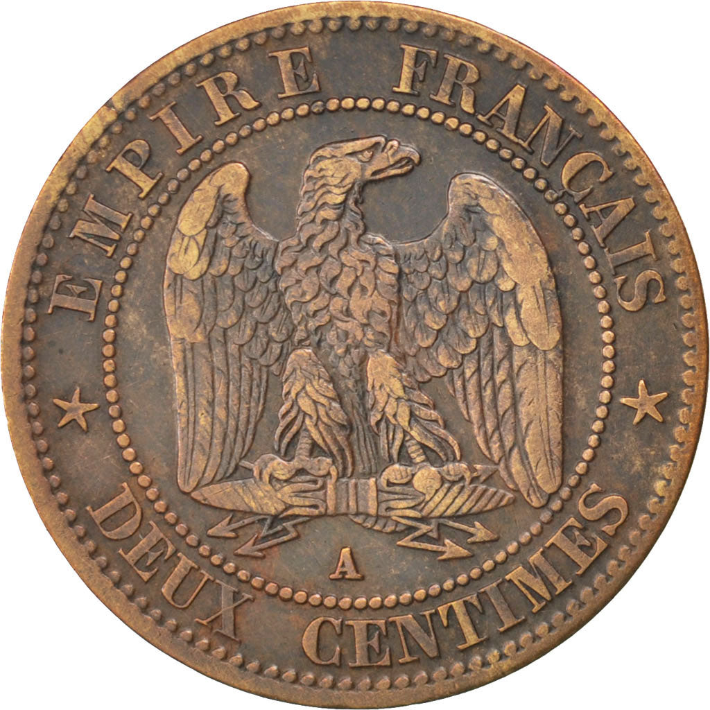 Second Empire, 2 Centimes Napoléon III tête nue 1856 A, KM 776.1