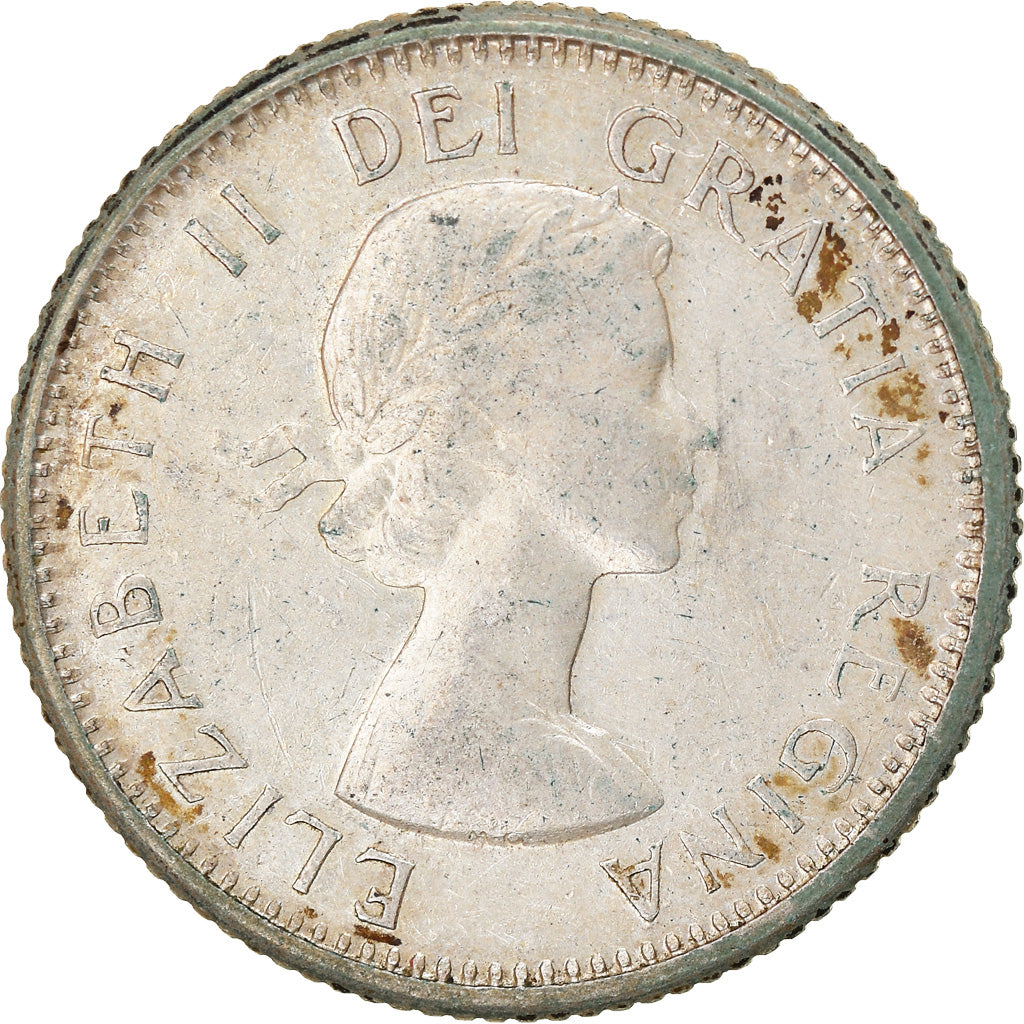 Moeda, Canadá, Elizabeth II, 10 Cents, 1962, Royal Canadian Mint, Ottawa