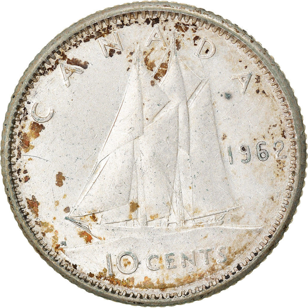 Moeda, Canadá, Elizabeth II, 10 Cents, 1962, Royal Canadian Mint, Ottawa