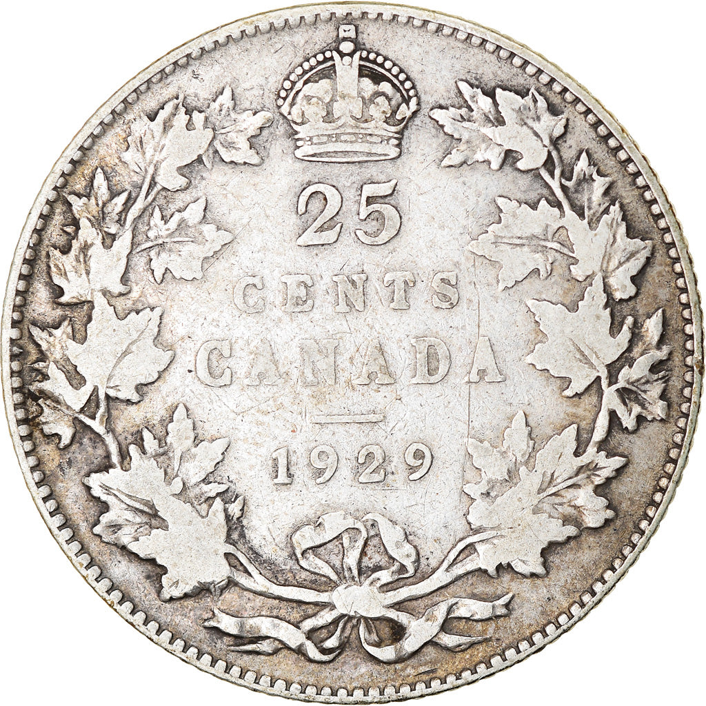 Moneta, Canada, George V, 25 Cents, 1929, Royal Canadian Mint, Ottawa, MB