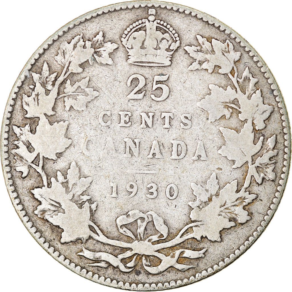 Moneda, Canadá, George V, 25 Cents, 1930, Royal Canadian Mint, Ottawa, BC+
