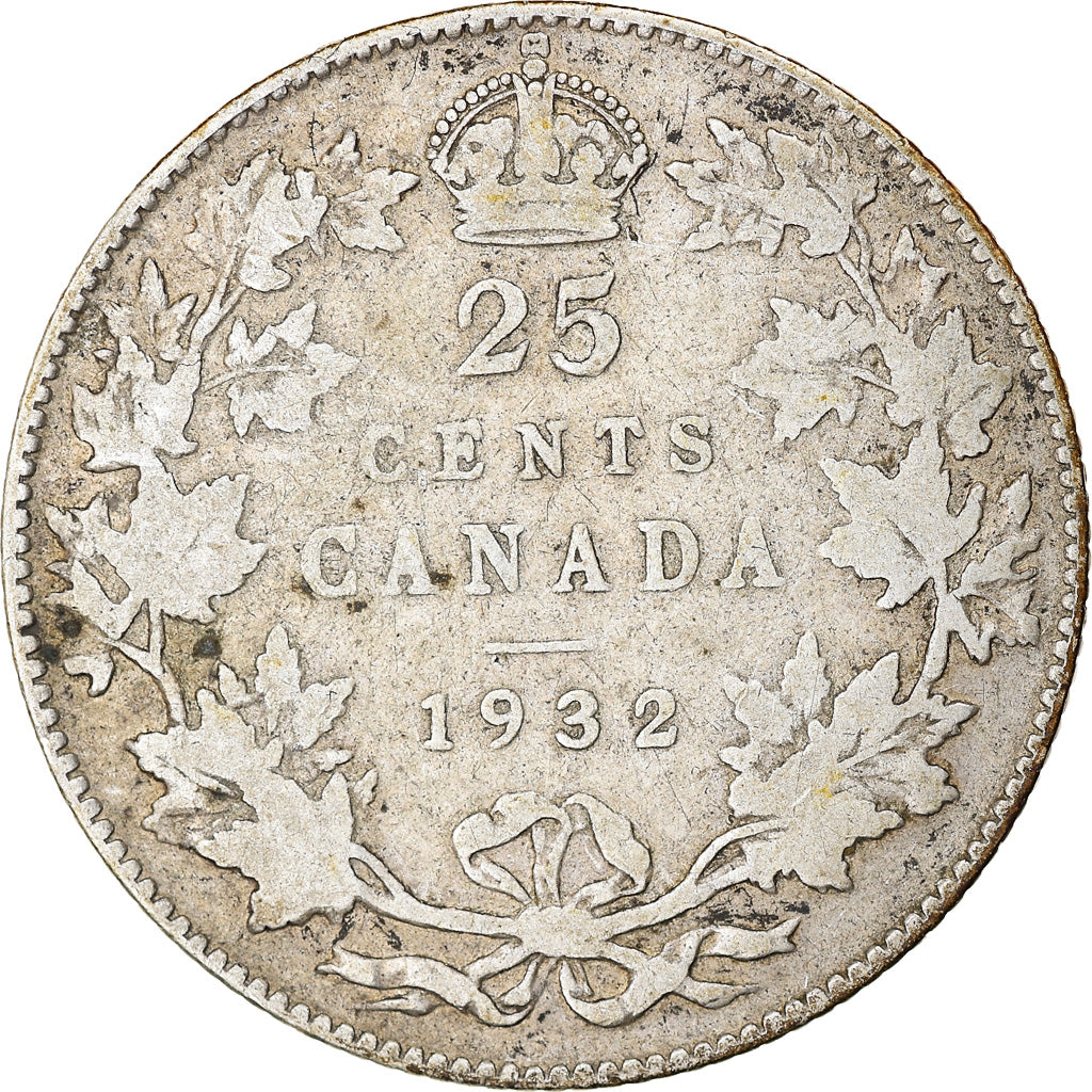 Coin, Canada, George V, 25 Cents, 1932, Royal Canadian Mint, Ottawa, VF(20-25)