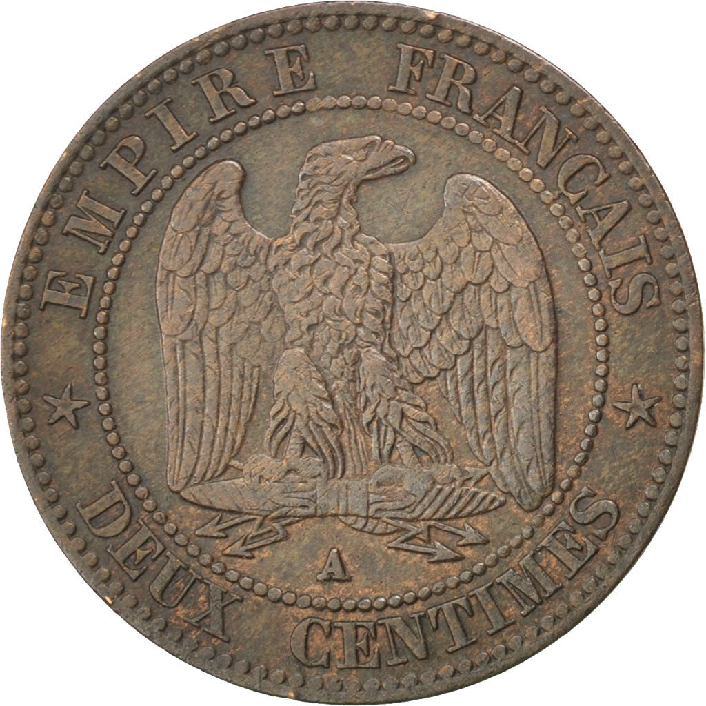 Second Empire, 2 Centimes Napoléon III tête nue 1857 A, KM 776.1