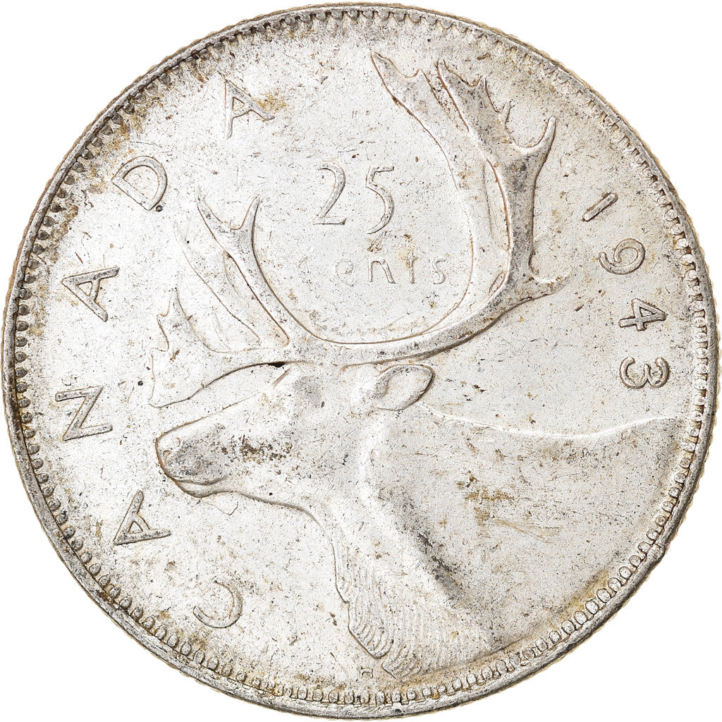 Coin, Canada, George VI, 25 Cents, 1943, Royal Canadian Mint, Ottawa, VF(20-25)