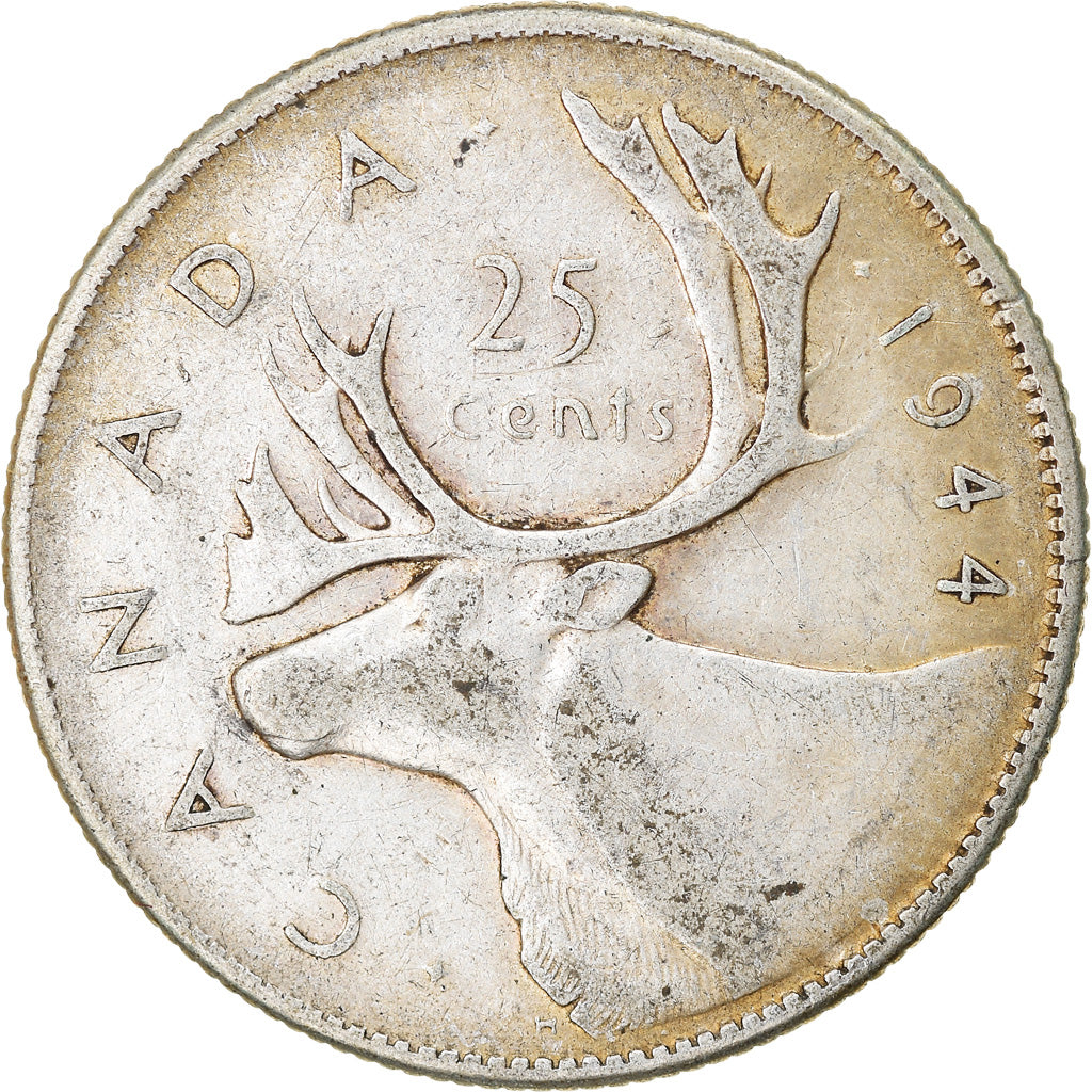 Moneda, Canadá, George VI, 25 Cents, 1944, Royal Canadian Mint, Ottawa, BC+