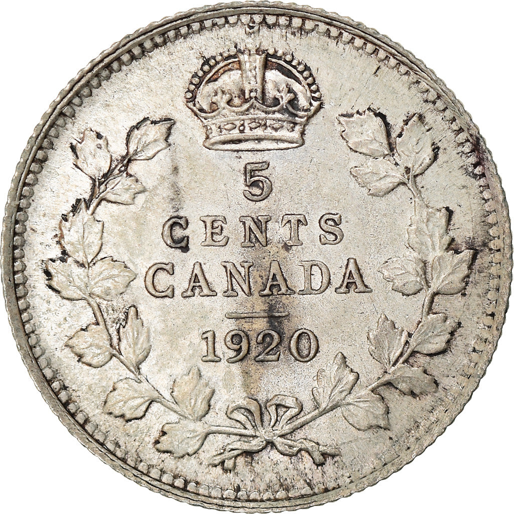 Coin, Canada, George V, 5 Cents, 1920, Royal Canadian Mint, Ottawa, EF(40-45)