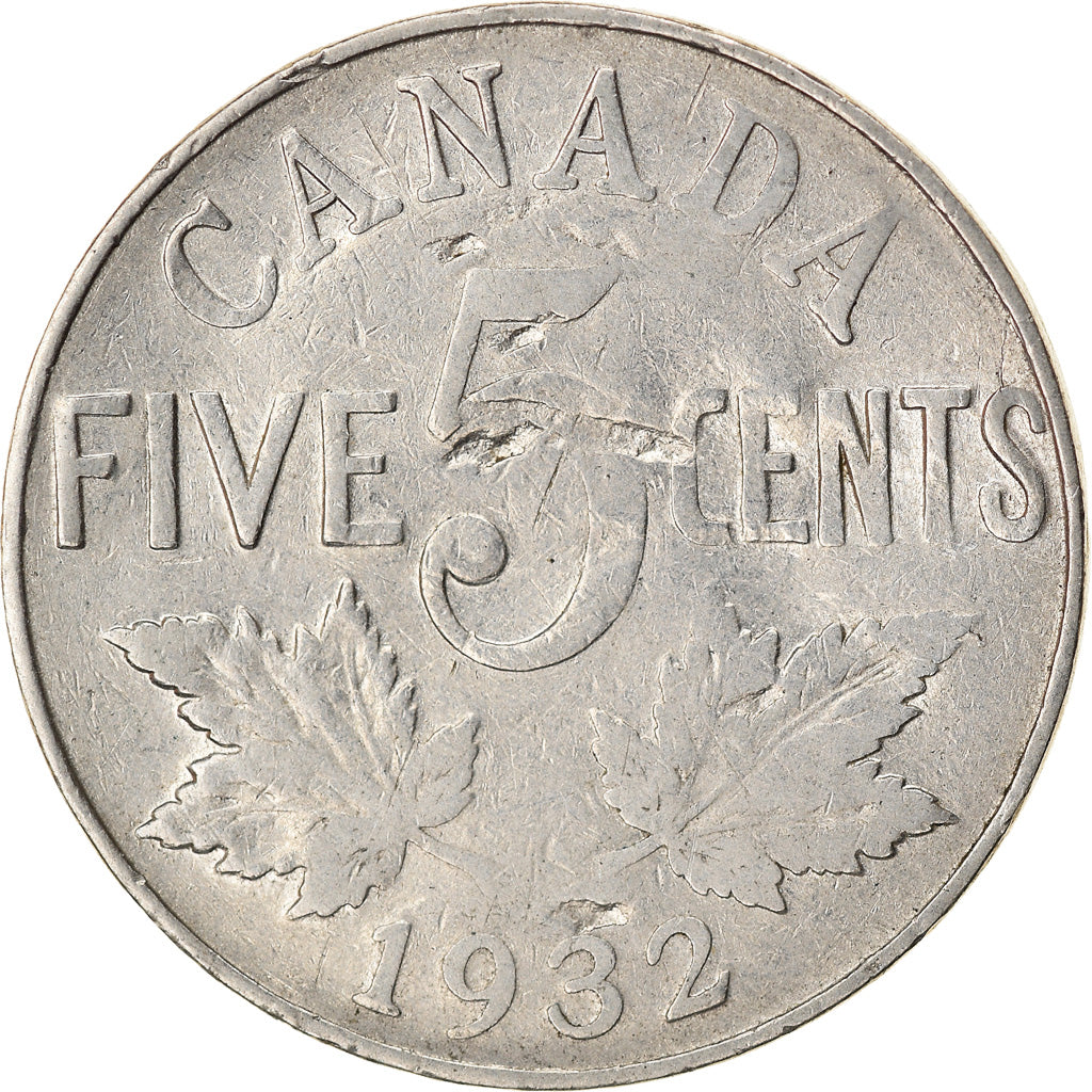Moneta, Canada, George V, 5 Cents, 1932, Royal Canadian Mint, Ottawa, BB