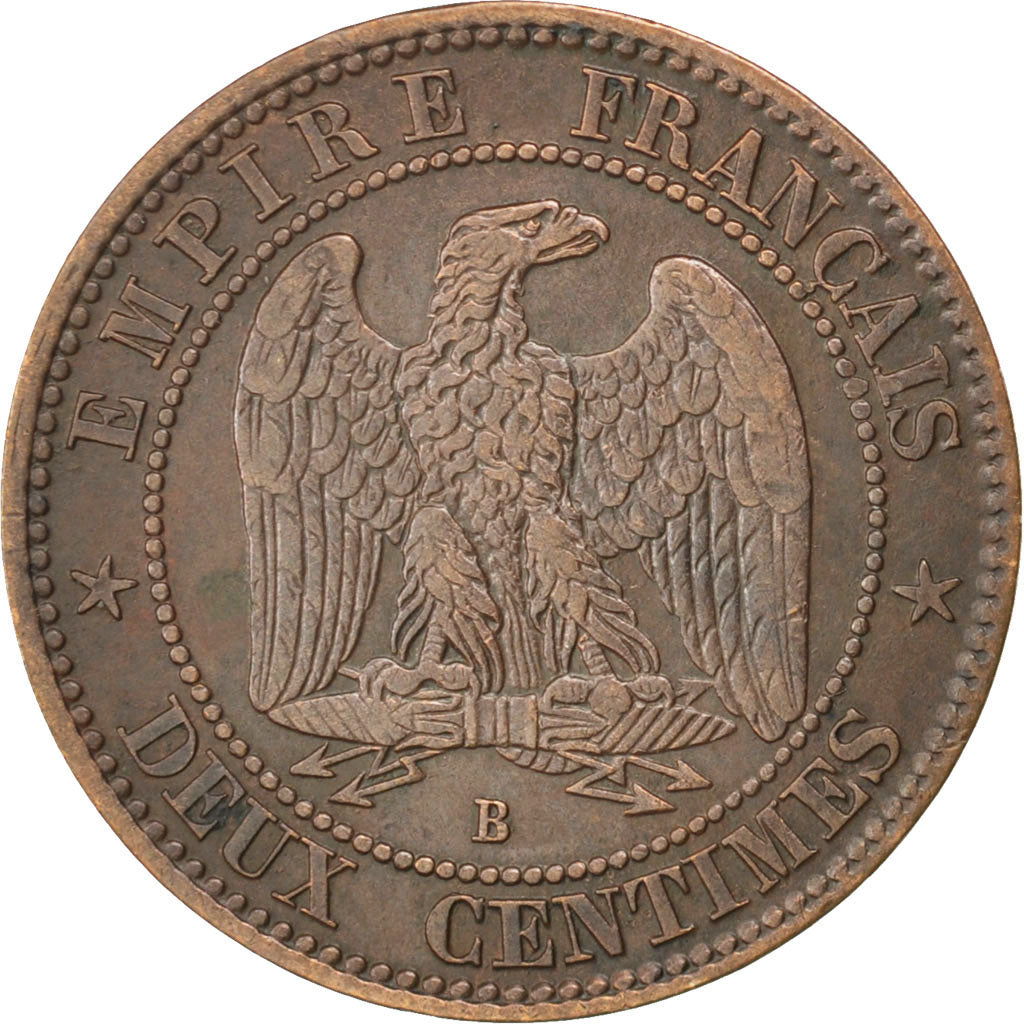 FRANCE, 2 Centimes, 1857, Rouen, KM #776.2, VF(30-35), Bronze, Gadoury #103,...