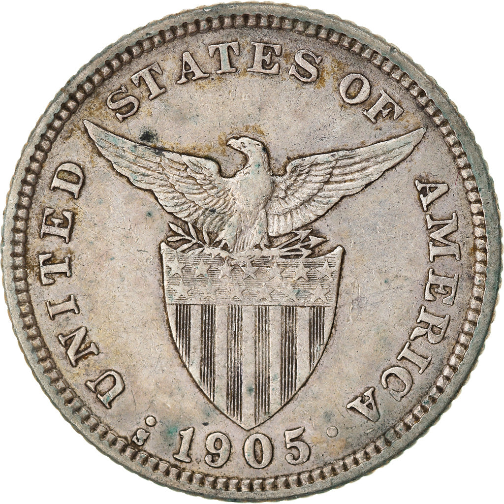 Coin, Philippines, 20 Centavos, 1905, VF(20-25), Silver, KM:166