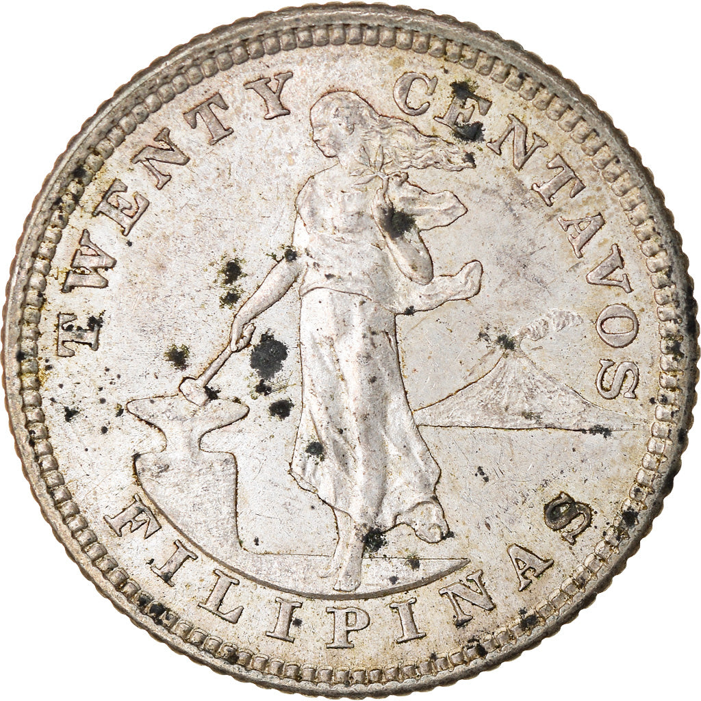 Coin, Philippines, 20 Centavos, 1903, EF(40-45), Silver, KM:166