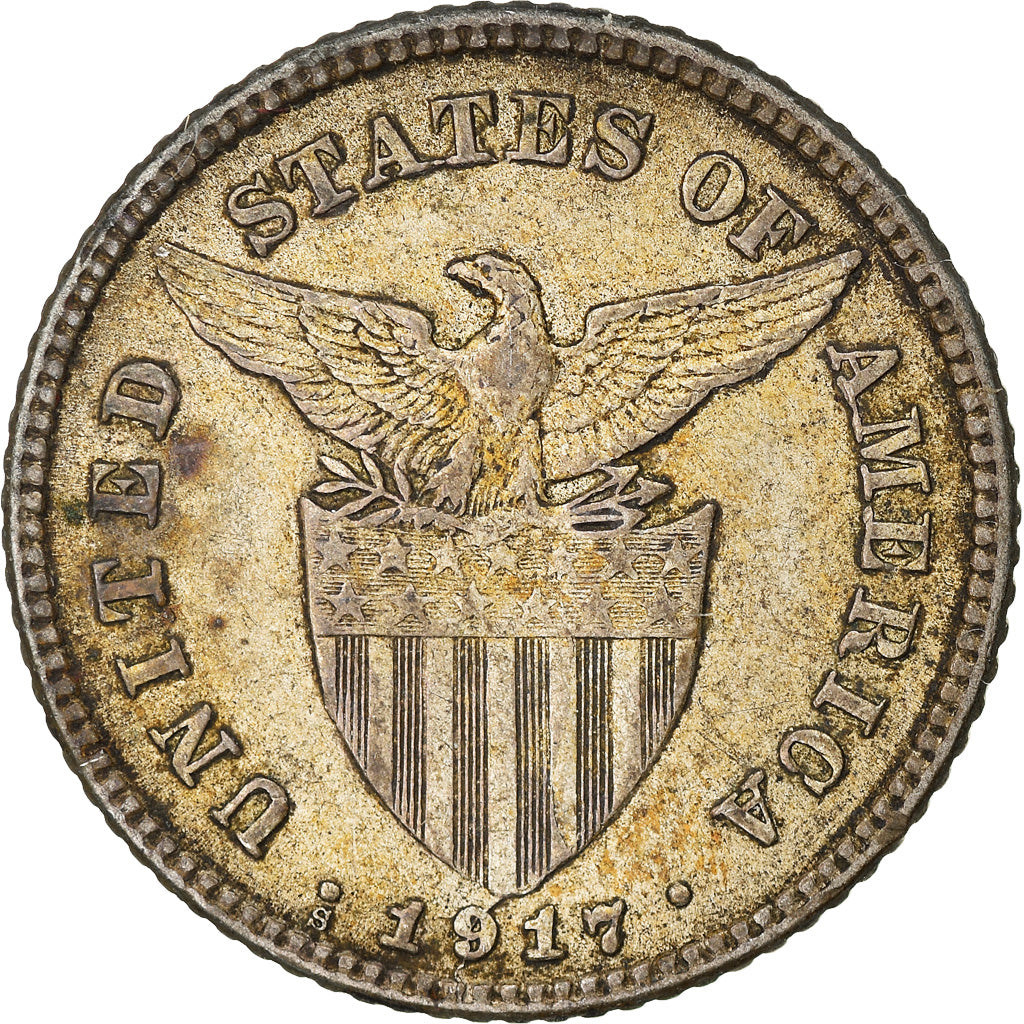 Moneta, Filipiny, 20 Centavos, 1917, EF(40-45), Srebro, KM:170