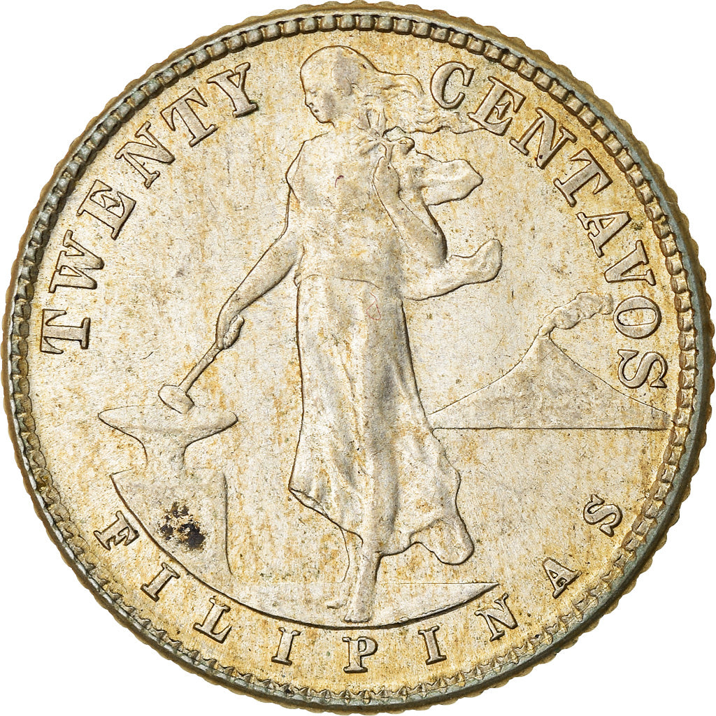 Moneta, Filipiny, 20 Centavos, 1944, EF(40-45), Srebro, KM:182