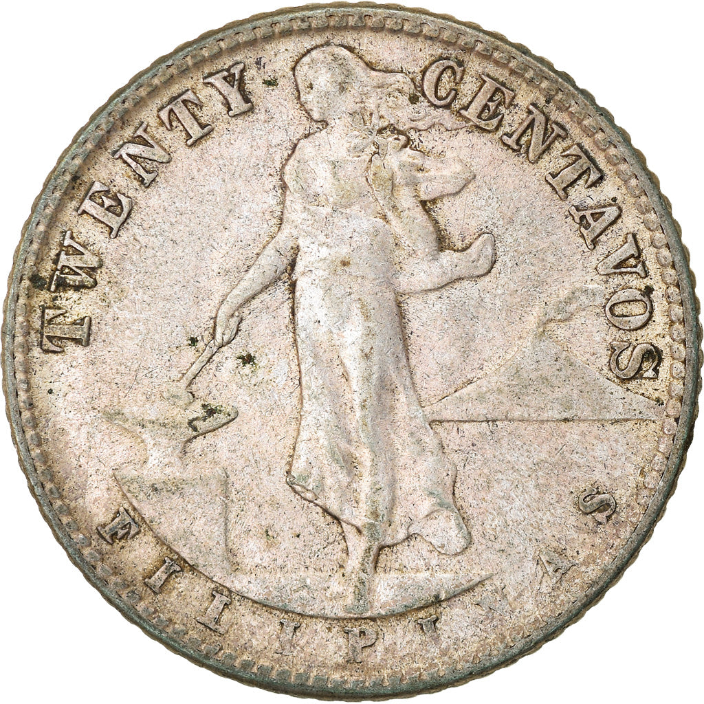 Monnaie, Philippines, 20 Centavos, 1945, TB+, Argent, KM:182