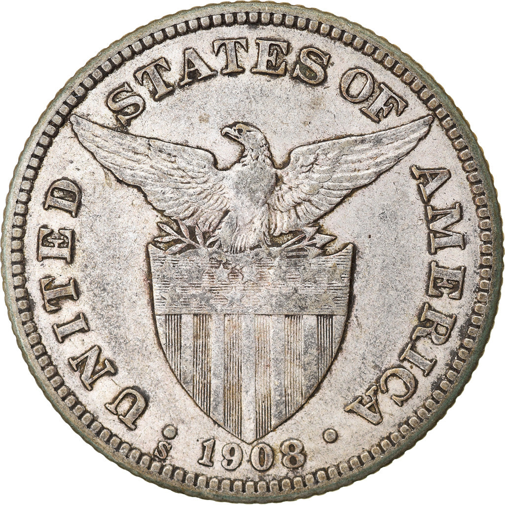 Monnaie, Philippines, 50 Centavos, 1908, TB, Argent, KM:171
