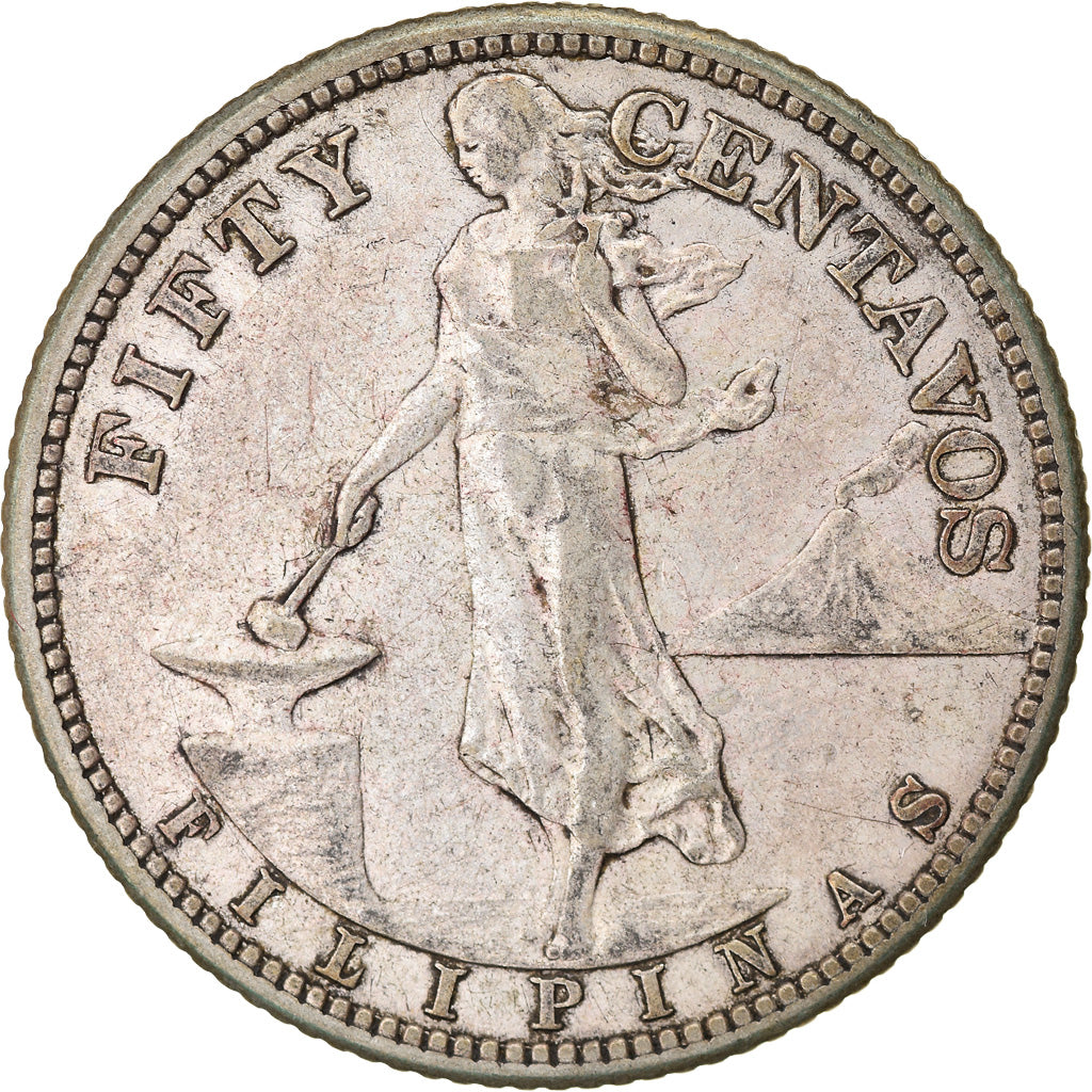 Monnaie, Philippines, 50 Centavos, 1908, TB, Argent, KM:171
