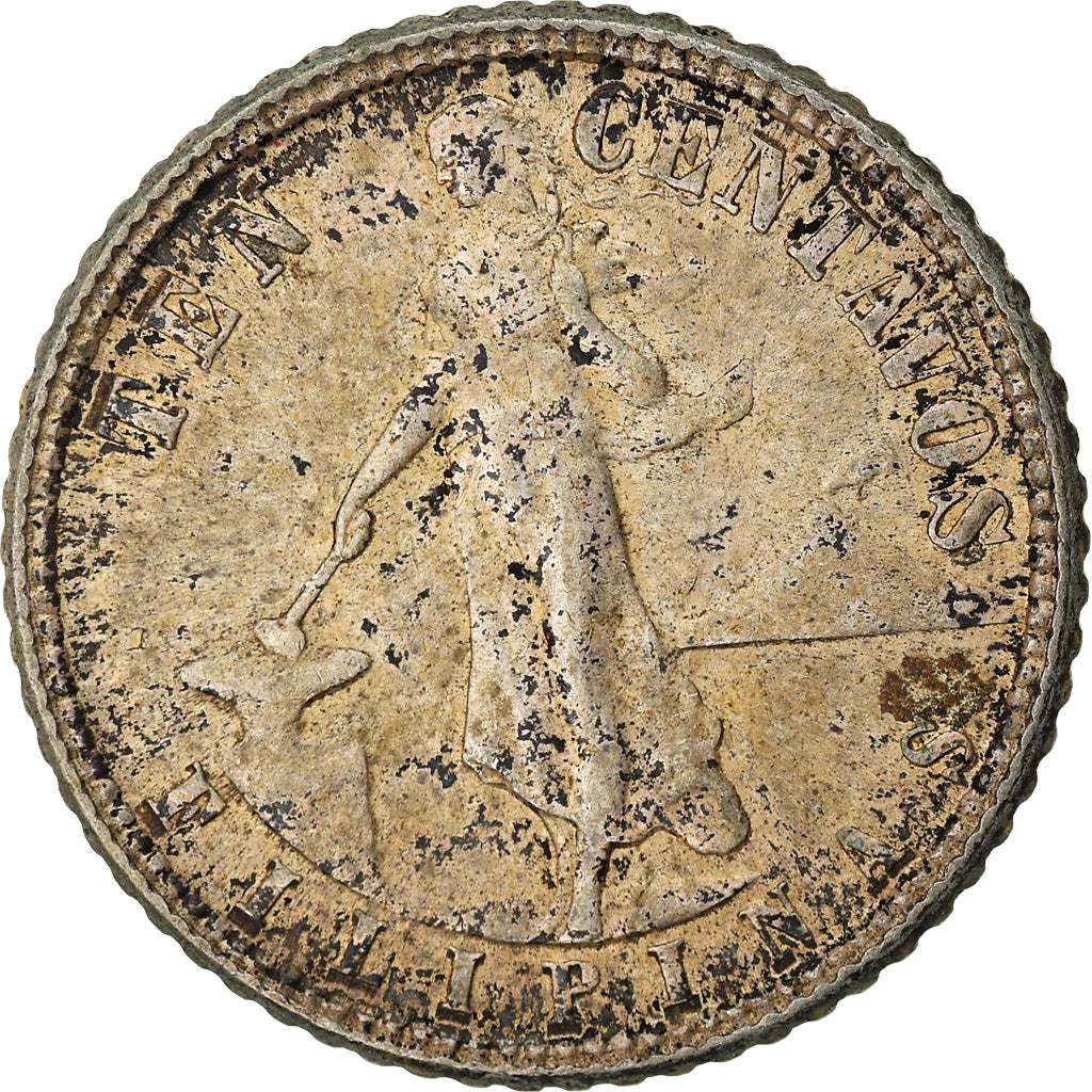 Coin, Philippines, 10 Centavos, 1944, VF(20-25), Silver, KM:181