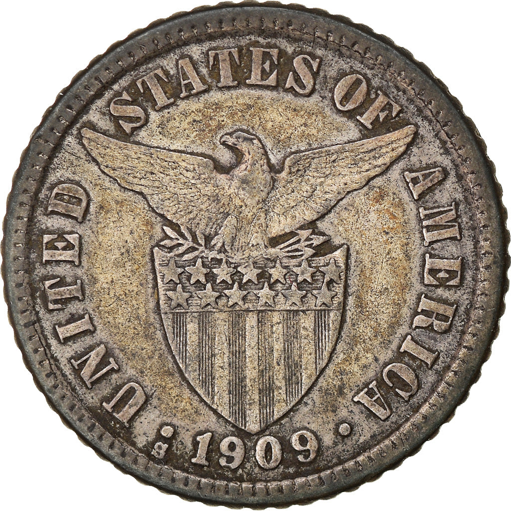 Moneta, Filipiny, 10 Centavos, 1909, EF(40-45), Srebro, KM:169