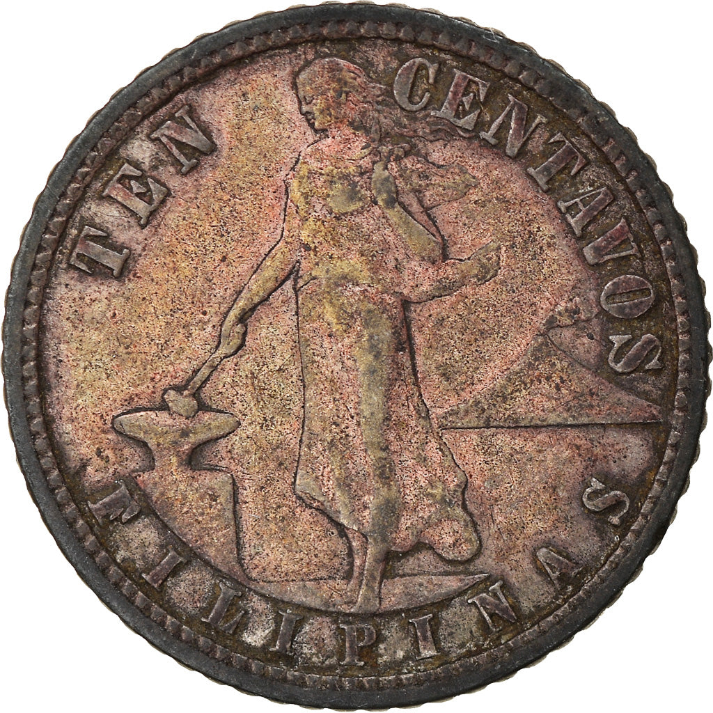 Moneta, Filipiny, 10 Centavos, 1909, EF(40-45), Srebro, KM:169