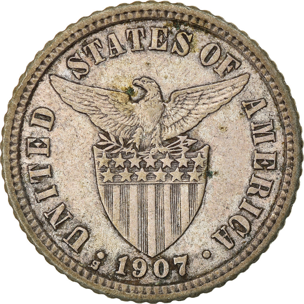 Moneta, Filipiny, 10 Centavos, 1907, EF(40-45), Srebro, KM:169
