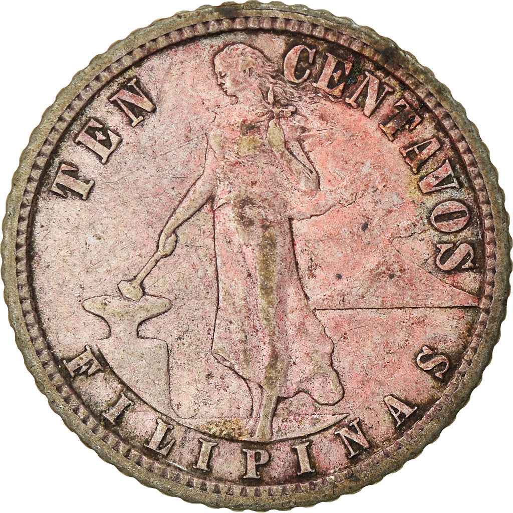 Moneta, Filipiny, 10 Centavos, 1907, EF(40-45), Srebro, KM:169