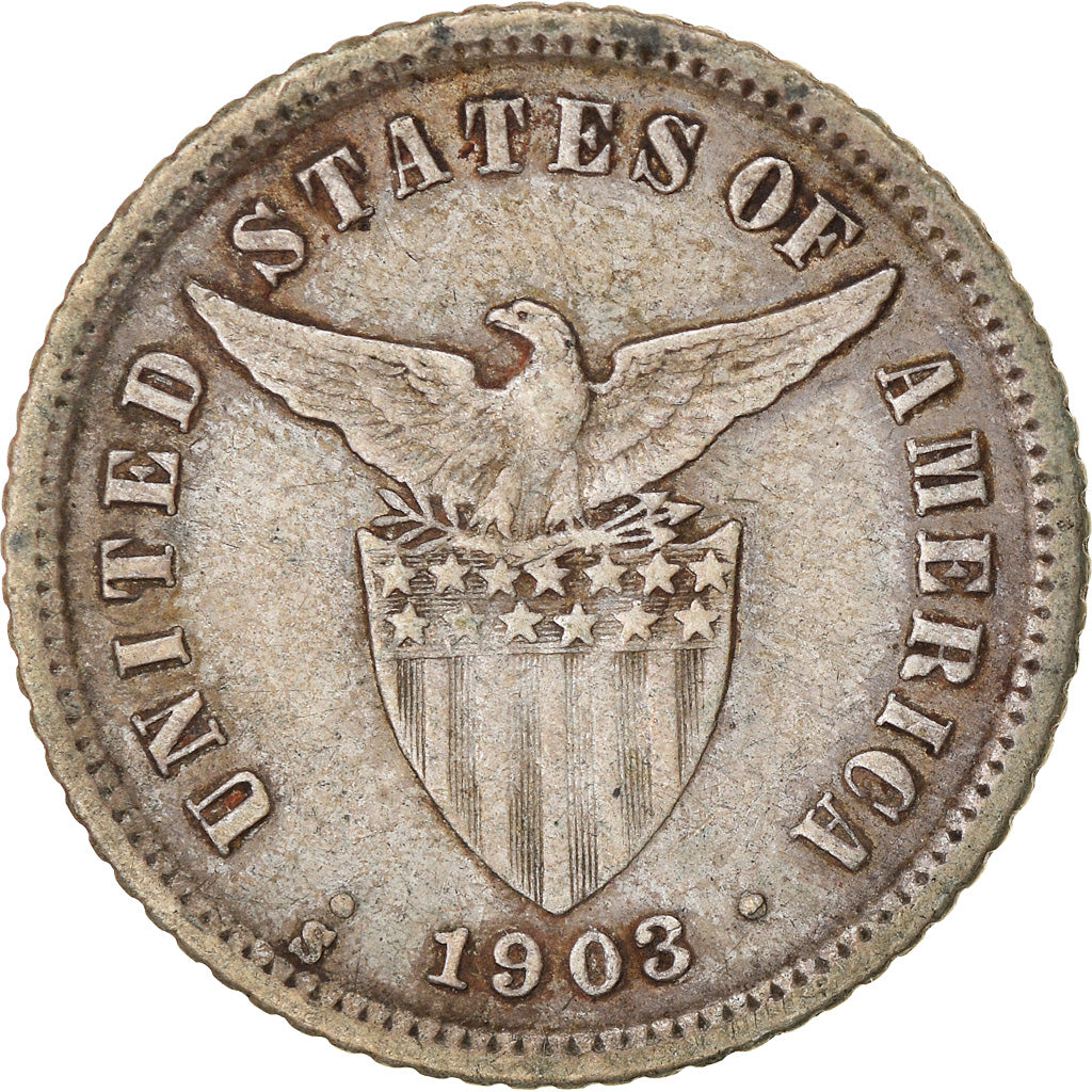 Coin, Philippines, 10 Centavos, 1903, VF(30-35), Silver, KM:165