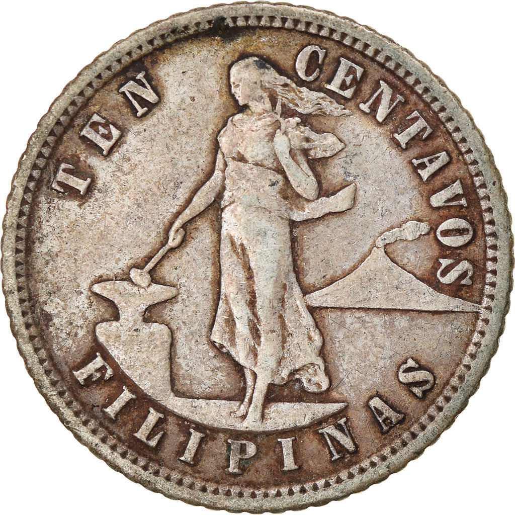Coin, Philippines, 10 Centavos, 1903, VF(30-35), Silver, KM:165