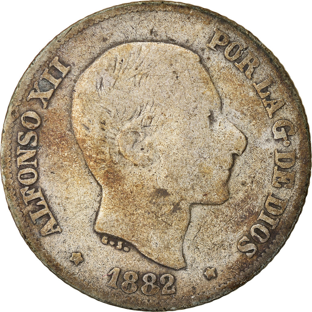 Coin, Philippines, 10 Centimos, 1882, VF(20-25), Silver, KM:148