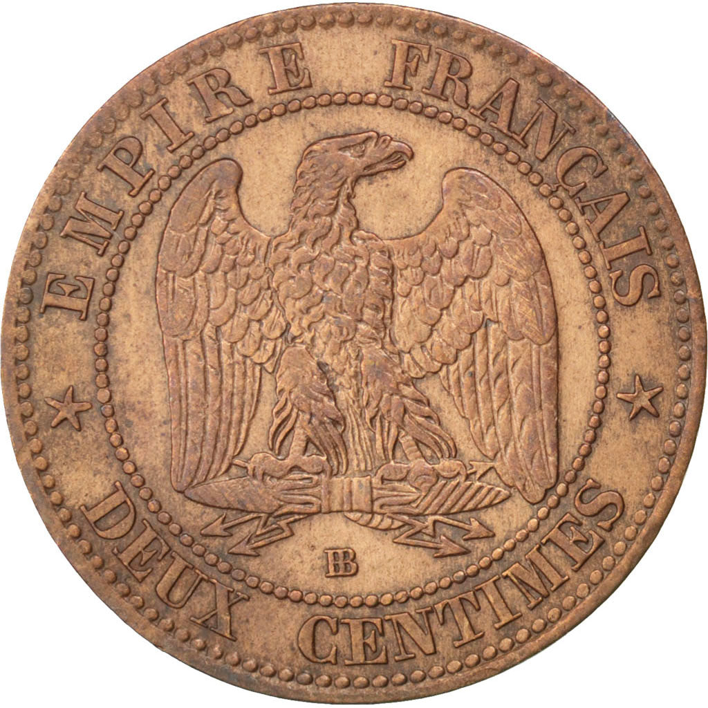 Second Empire, 2 Centimes Napoléon III tête nue 1853 BB, KM 776.3