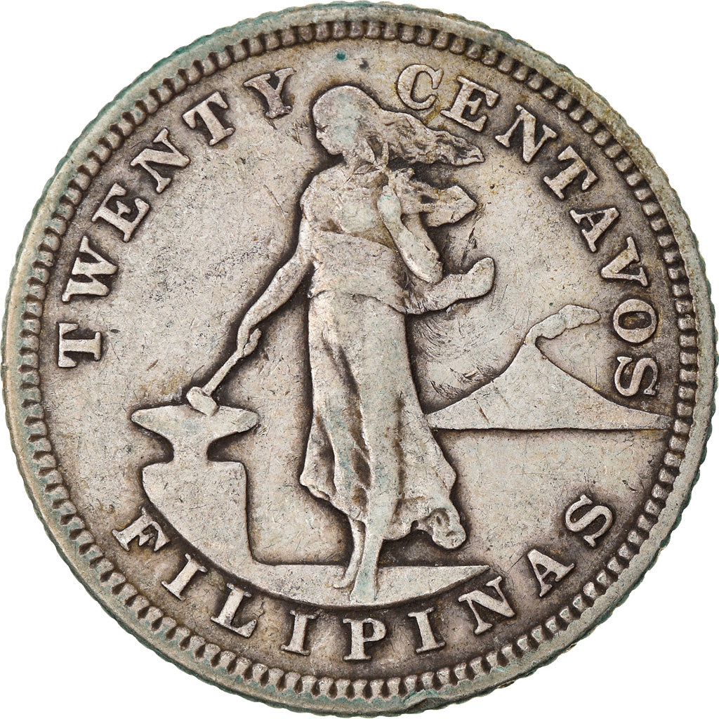 Coin, Philippines, 20 Centavos, 1903, VF(20-25), Silver, KM:166