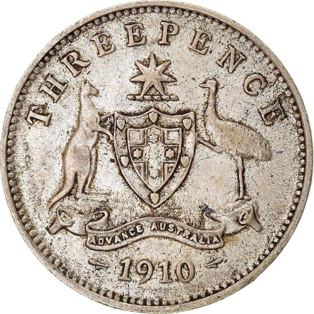 Coin, Australia, Edward VII, Threepence, 1910, London, VF(20-25), Silver, KM:18