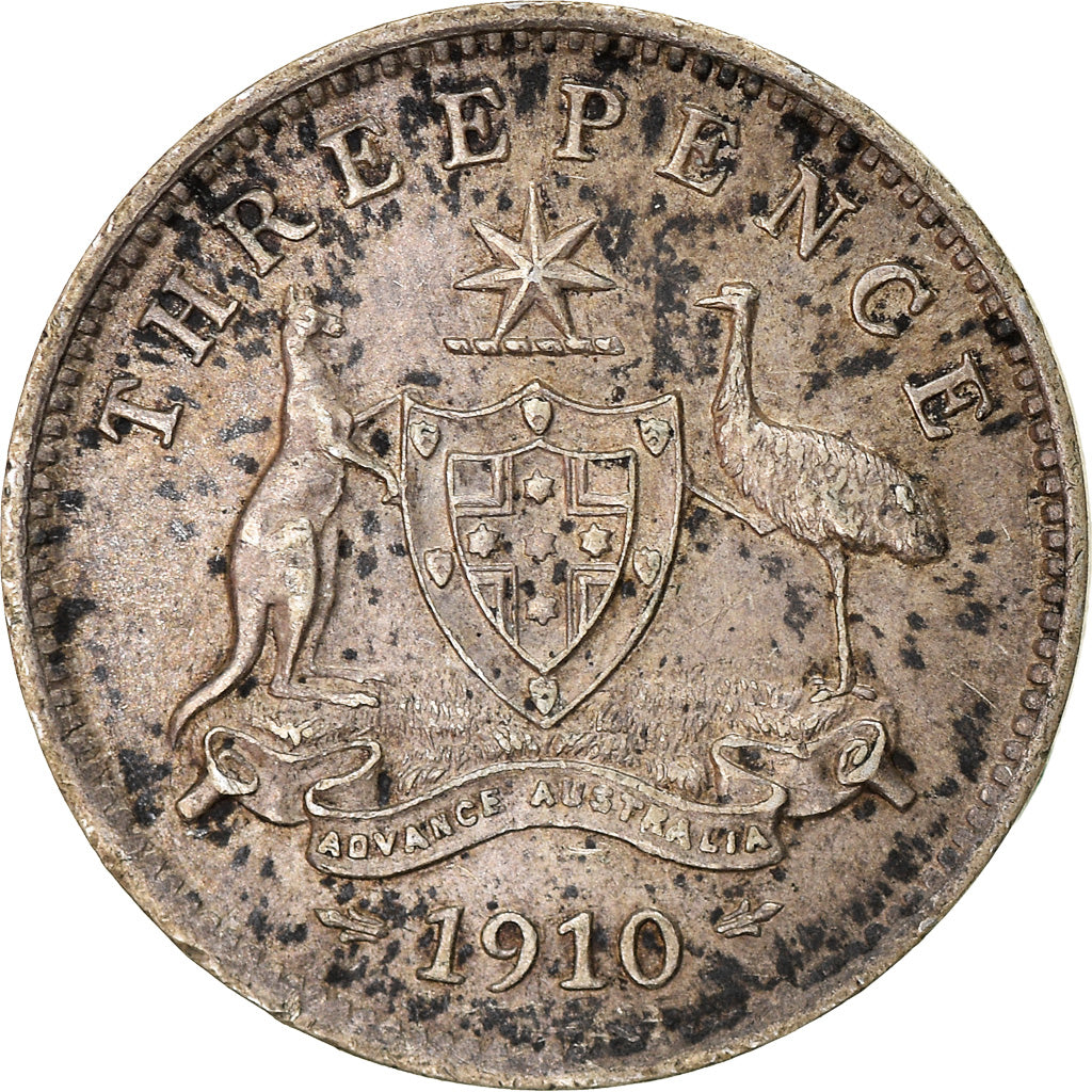 Coin, Australia, Edward VII, Threepence, 1910, London, VF(20-25), Silver, KM:18