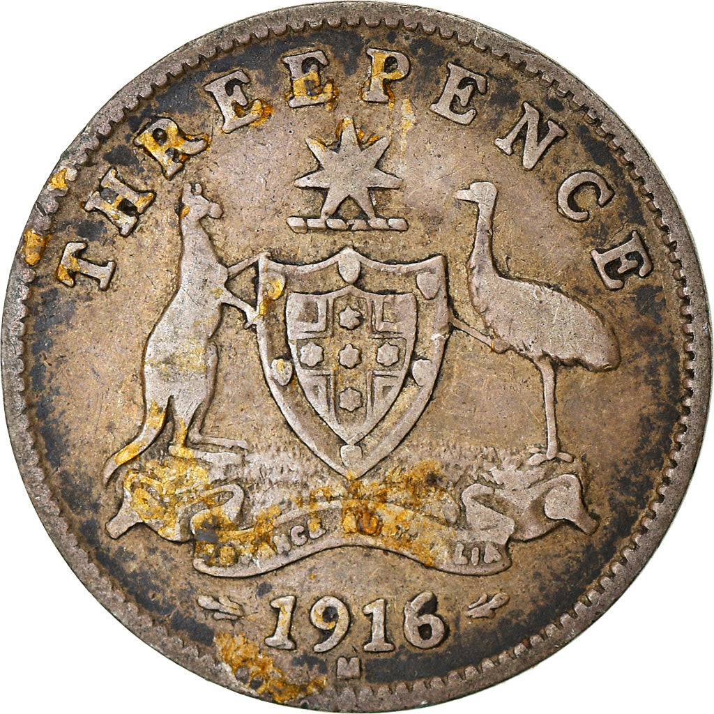 Moeda, Austrália, George V, Threepence, 1916, VF(20-25), Prata, KM:24