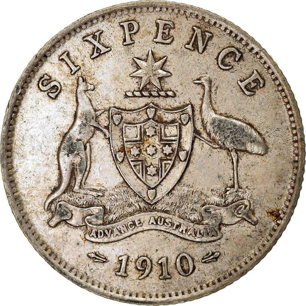 Moneta, Australia, Edward VII, Sixpence, 1910, London, MB, Argento, KM:19