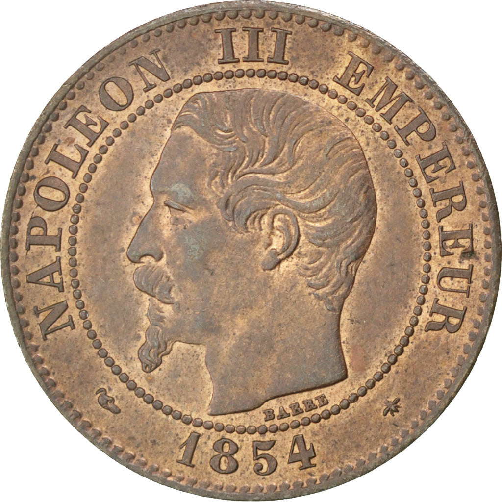 FRANCE, Napoléon III, 2 Centimes, 1854, Strasbourg, KM #776.3, graded, PCGS, M..