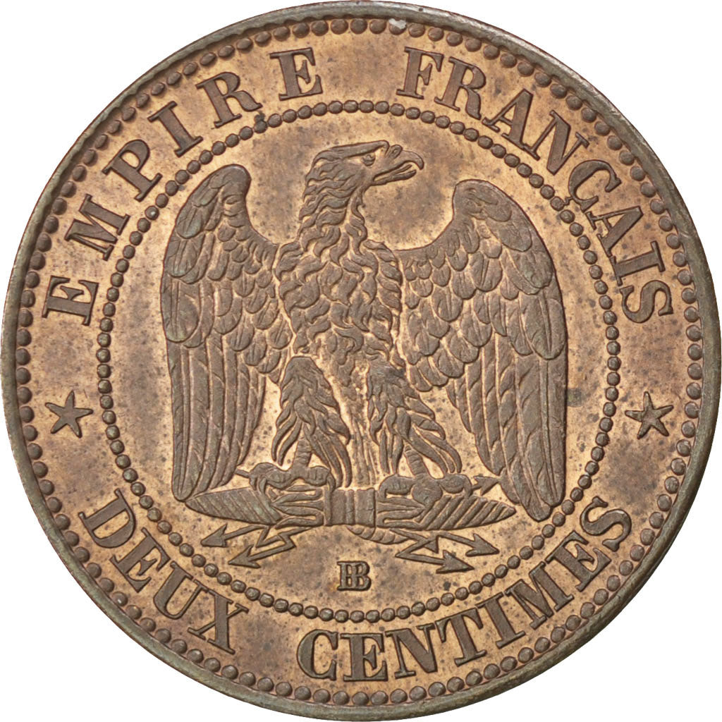 FRANCE, Napoléon III, 2 Centimes, 1854, Strasbourg, KM #776.3, graded, PCGS, M..