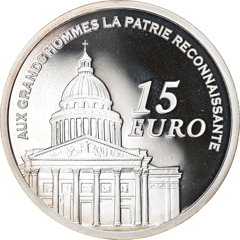 Francja, Panthéon, 15 Euro, 2007, Proof, MS(65-70), Srebro, KM:A1450