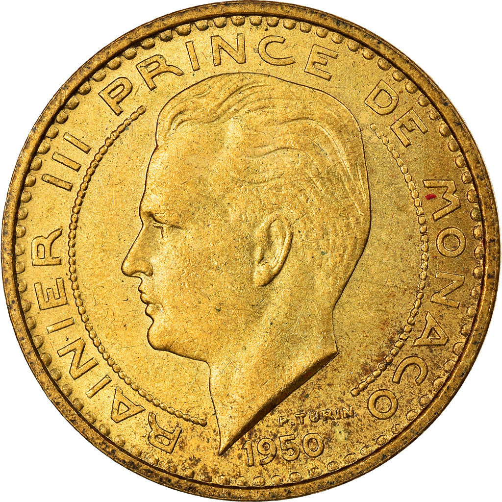 Moeda, Mónaco, Rainier III, 50 Francs, Cinquante, 1950, AU(55-58)