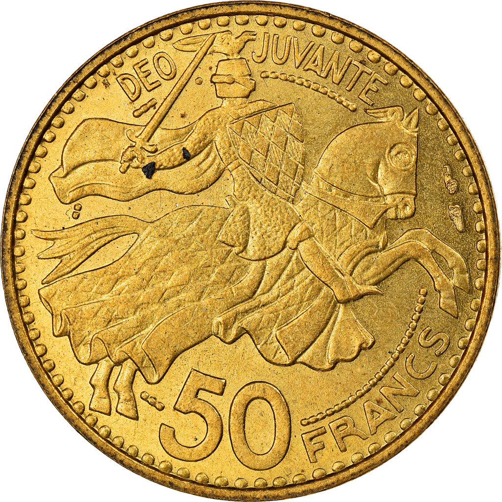 Monnaie, Monaco, Rainier III, 50 Francs, Cinquante, 1950, SUP, Aluminum-Bronze