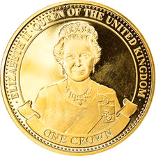 Reino Unido, medalla, One Crown, Elisabethh II, 1997, SC, Copper Gilt